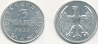 Deutsches Reich,Weimarer Republik, 3 Mark J.302 ohne Umschrift,