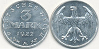 Deutsches Reich,Weimarer Republik, 3 Mark J.302 ohne Umschrift,