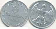 Deutsches Reich,Weimarer Republik, 3 Mark J.302 ohne Umschrift,