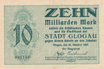 Deutsches Reich,Schlesien, 10 Milliarden Mark Glogau,Stadt,