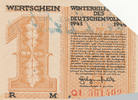Deutsches Reich, Drittes Reich, 1 Reichsmark Winterhilfswerk, ausgefüllt Baden-Baden Lichtental, -