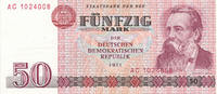 Deutschland,DDR, 50 Mark Ro.360a Erste Auflage,Typensatz, Serie:AC, -