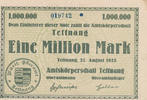 Deutsches Reich,Württemberg, 1 Million Mark Tettnang, Amtskörperschaft, -