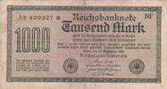 Deutsches Reich, Weimarer Republik, 1000 Mark Ro.75i,DEU-84f,Wz.Mäander KN 6stellig braun, FZ:NF, -