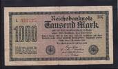 Deutsches Reich, Weimarer Republik, 1000 Mark Ro.75g,DEU-84d,Wz.Mäander KN 6stellig rot, FZ:BK, -