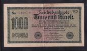 Deutsches Reich, Weimarer Republik, 1000 Mark Ro. 75k, DEU-84c, Wz. Kreuzblüten KN 6stellig violett, FZ:WD, -
