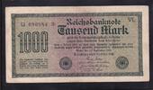 Deutsches Reich, Weimarer Republik, 1000 Mark Ro. 75k, DEU-84c, Wz. Kreuzblüten KN 6stellig violett, FZ:VL, -