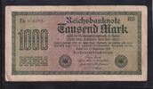 Deutsches Reich, Weimarer Republik, 1000 Mark Ro. 75k, DEU-84c, Wz. Kreuzblüten KN 6stellig violett, FZ:RB, -
