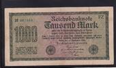 Deutsches Reich, Weimarer Republik, 1000 Mark Ro.75m,DEU-84g,Wz.Gitter KN 6stellig grün FZ:FZ, -