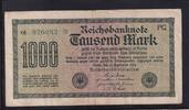 Deutsches Reich, Weimarer Republik, 1000 Mark Ro.75m,DEU-84g,Wz.Gitter KN 6stellig grün FZ:PG, -