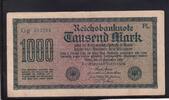 Deutsches Reich, Weimarer Republik, 1000 Mark Ro.75m,DEU-84g,Wz.Gitter KN 6stellig grün FZ:PL, -