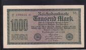 Deutsches Reich, Weimarer Republik, 1000 Mark Ro. F 75k, DEU-84a, Wz. Kreuzblüten, FZ:VL, F/a Fehldruck: Buchstabe e -