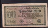 Deutsches Reich, Weimarer Republik, 1000 Mark Ro. F 75k, DEU-84a, Wz. Kreuzblüten, FZ:VL, F/a Fehldruck: Buchstabe e -