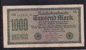 Deutsches Reich, Weimarer Republik, 1000 Mark Ro.75m,DEU-84g,Wz.Gitter KN 6stellig grün FZ:Vl, Fehldruck Buchstabe e und c -