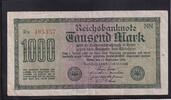 Deutsches Reich, Weimarer Republik, 1000 Mark Ro. F 75q, DEU-86d, Wz.Wellen, FZ:NN, F/c Fehldruck: Buchstabe e und s -