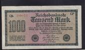 Deutsches Reich, Weimarer Republik, 1000 Mark Ro. F 75q, DEU-86d, Wz.Wellen, FZ:GP, F/a Fehldruck: Buchstabe e -