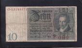 Weimarer Republik, Reichsbank, 10 Reichsmark Ro.173a,DEU-183a, Friedensdruck, Wz.Kopf, Udr.-Bst: B, Serie: O, -