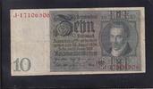 Weimarer Republik, Reichsbank, 10 Reichsmark Ro.173a,DEU-183a, Friedensdruck, Wz.Kopf, Udr.-Bst: B, Serie: J, -