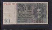 Deutsches Reich, Weimarer Republik, 10 Reichsmark Ro.173a,DEU-183a, Friedensdruck, Wz.Kopf, Udr.-Bst: Q, Serie: V, -