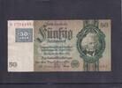 Deutschland, Sowjetische Besatzungszone, 50 Reichsmark mit Kupon Ro.337b,SBZ-8b, KN 8 stellig, Wz.Kopf, Friedensdruck, Serie:A, Udr.Bst.K, -