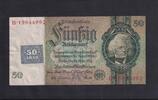 Deutschland, Sowjetische Besatzungszone, 50 Reichsmark mit Kupon Ro.337b,SBZ-8b, KN 8 stellig, Wz. Kopf, Friedensdruck, Serie: B, Udr. Bst. A, -
