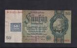 Deutschland, Sowjetische Besatzungszone, 50 Reichsmark mit Kupon Ro.337b,SBZ-8b, KN 8 stellig, Wz. Kopf, Friedensdruck, Serie: S, Udr. Bst. F, -