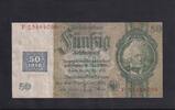 Deutschland, Sowjetische Besatzungszone, 50 Reichsmark mit Kupon Ro.337c,SBZ-8c, KN 8 stellig, Wz. Kopf, Zwischenform, Serie: F, Udr. Bst. L, -