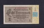 Deutschland ,Sowjetische Besatzung, 1 Rentenmark mit Kupon Ro.330b, SBZ-1b, Reichsdruck, KN 8stellig KN rot, -