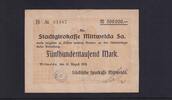 Weimarer Republik, Sachsen, 500000 Mark Mittweida, Städtische Sparkasse auf Girokasse, -