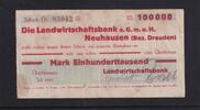 Weimarer Republik, Sachsen, 100000 Mark Neuhausen, Landwirtschaftsbank, -