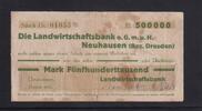 Weimarer Republik, Sachsen, 500000 Mark Neuhausen, Landwirtschaftsbank, -