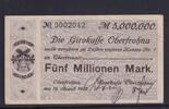 Deutsches Reich, Sachsen, 5 Millionen Mark Oberfrohna, Sparkasse auf Girokasse, -