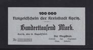 Weimarer Republik, Brandenburg, 100000 Mark Kyritz, Kreisstadt, -