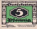 Weimarer Republik, Sachsen, 5 Pfennig Plauen, Stadtgemeinde, -
