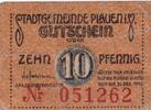 Weimarer Republik, Sachsen, 10 Pfennig Plauen, Stadtgemeinde, -