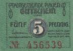 Weimarer Republik, Sachsen, 5 Pfennig Plauen, Stadtgemeinde, -