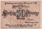 Weimarer Republik, Sachsen, 50 Pfennige Plauen, Stadtgemeinde, -