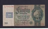 Deutschland, Sowjetische Besatzungszone, 50 Reichsmark Ro.337a, SBZ-8a, KN 7 stellig, Udr. Bst. M, Serie: L. -