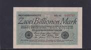 Weimarer Republik, Reichsbank, 2 Billionen Mark 1923 Ro.132a, DEU-163e, Wz. Hakensterne, FZ: schwarz