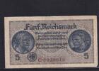 Drittes Reich Reichskreditkasse, 5 Reichsmark Ro.553a, ZWK-4a, KN 7 stellig, mit Prägestempel, Serie: C, -