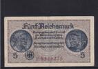 Drittes Reich Reichskreditkasse, 5 Reichsmark Ro.553a, ZWK-4a, KN 7 stellig, mit Prägestempel, Serie: F, -
