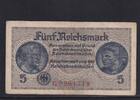 Drittes Reich Reichskreditkasse, 5 Reichsmark Ro.553a, ZWK-4a, KN 7 stellig, mit Prägestempel, Serie: G, -
