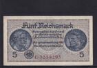 Drittes Reich Reichskreditkasse, 5 Reichsmark Ro.553a, ZWK-4a, KN 7 stellig, mit Prägestempel, Serie: G, -