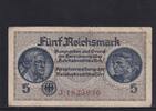 Drittes Reich Reichskreditkasse, 5 Reichsmark Ro.553a, ZWK-4a, KN 7 stellig, mit Prägestempel, Serie: J, -