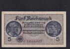 Drittes Reich Reichskreditkasse, 5 Reichsmark Ro.553a, ZWK-4a, KN 7 stellig, mit Prägestempel, Serie: J, -