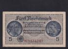 Drittes Reich Reichskreditkasse, 5 Reichsmark Ro.553a, ZWK-4a, KN 7 stellig, mit Prägestempel, Serie: M, -