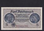 Drittes Reich Reichskreditkasse, 5 Reichsmark Ro.553a, ZWK-4a, KN 7 stellig, mit Prägestempel, Serie: N, -