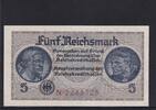 Drittes Reich Reichskreditkasse, 5 Reichsmark Ro.553a, ZWK-4a, KN 7 stellig, mit Prägestempel, Serie: N, -