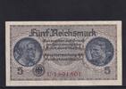Drittes Reich Reichskreditkasse, 5 Reichsmark Ro.553a, ZWK-4a, KN 7 stellig, mit Prägestempel, Serie: U, -