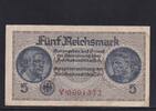 Drittes Reich Reichskreditkasse, 5 Reichsmark Ro.553a, ZWK-4a, KN 7 stellig, mit Prägestempel, Serie: Y, -